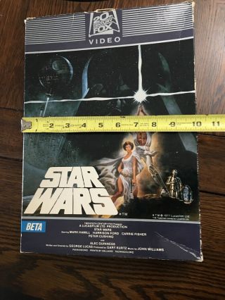 Vintage RARE VHS Beta Star Wars Movie Empty Box Store Display Promo 14” X 10” 4