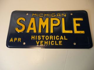 Rare Sample Michigan Historical Vehicle License Plate