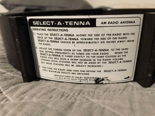 Vintage SELECT - A - TENNA AM Radio Signal Booster Antenna Intensitronics USA 3