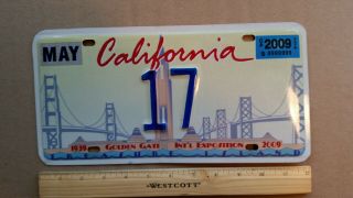 License Plate,  California,  Alpca (cf.  Note),  Golden Gate Bridge,  17
