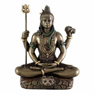 Lord Shiva Statue 3.  4 " Hindu Indian God Bronze Brass Seated Figure