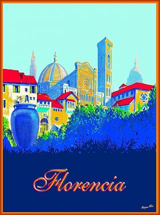 Florencia Florence Italy Vintage Travel Wall Decor Advertisement Poster Print