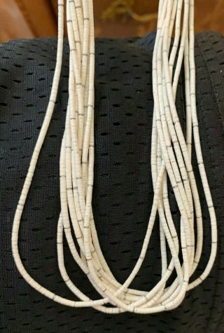Native American 10 Strand Silver and White Shell Heishi Necklace. 7
