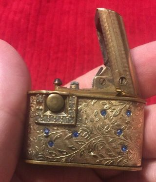 1930s Antique Regeliter Lighter Gold Art Deco Push Button Cigarette Lighter