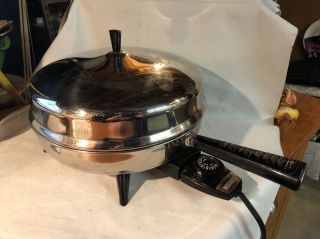 Vintage Faberware Electric Fry Pan 310–b Stainless Steel 12” Skillet Dome Lid