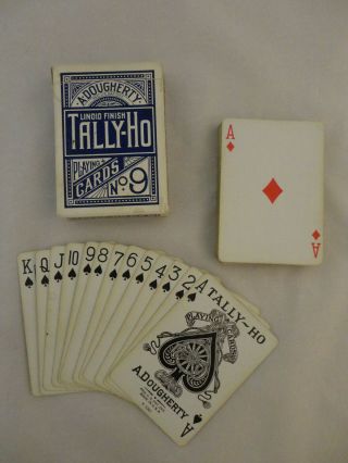 A.  Dougherty Tally - Ho No.  9 Liniod Finish Blue Playing Cards