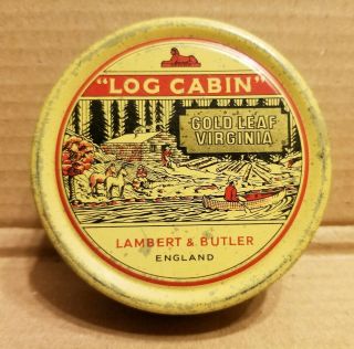 Vintage Lambert & Butler " Log Cabin " Gold Leaf Tobacco Tin 2oz Full England