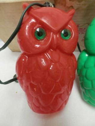 VTG Blow Mold Owl Party Lights - RV - Garden - Patio - Set Of 7 Owls - With ORG.  Box 3
