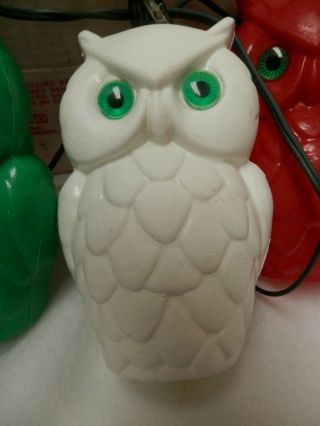 VTG Blow Mold Owl Party Lights - RV - Garden - Patio - Set Of 7 Owls - With ORG.  Box 4