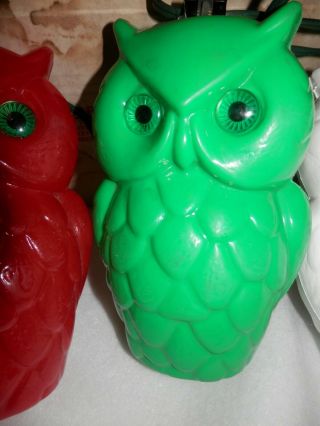 VTG Blow Mold Owl Party Lights - RV - Garden - Patio - Set Of 7 Owls - With ORG.  Box 5