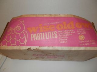 VTG Blow Mold Owl Party Lights - RV - Garden - Patio - Set Of 7 Owls - With ORG.  Box 7