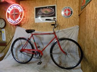 1974 Schwinn Speedster Mens 3 - Speed Road Cruiser Bicycle Red Collegiate Racer