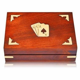 Handcrafted Classic Wooden Playing Card Holder Deck Box Storage Case Organizer