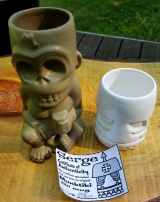 2 Munktiki Tiki Mug Limited 119 Skull Monkey 2003 Serge Skeleton Rare