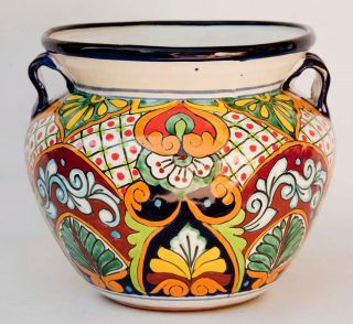 Ceramic Talavera Mexican Pottery Planter Bowl Pot Garden Flower Plant 12 "