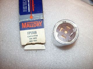 1 NOS Mallory FP 105a 100 mfd 450 vdc vintage guitar tube amplifier capacitor 5