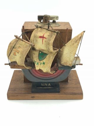 Pirate Ship Wooden Decorative Lighter Vintage Antique Collectible Nautical Rare