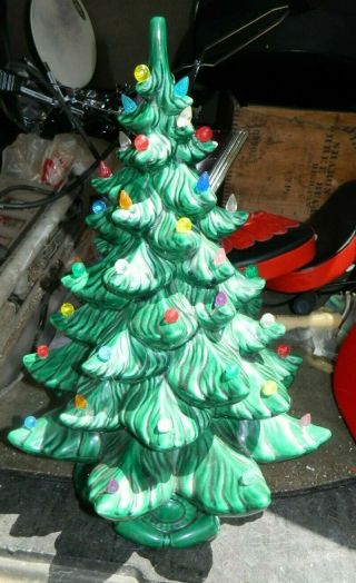 Vintage Ceramic Christmas Tree 21 " Tall Detachable Base Look
