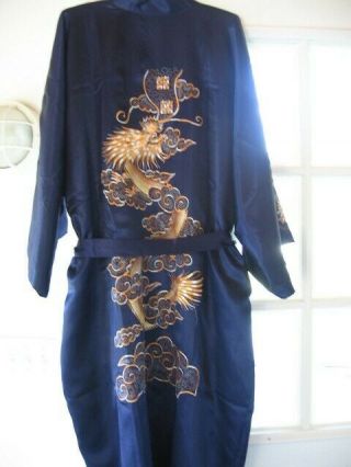 Kimono With Dragons - Navy With Gold Thread Xxxl