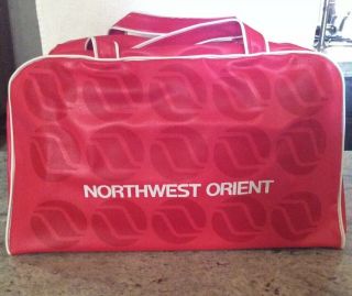 Vintage Mid - century 1960s Northwest Orient Airline Advertising Vinyl Bag 3