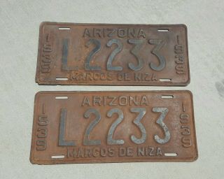 Arizona 1939 License Plate Pair