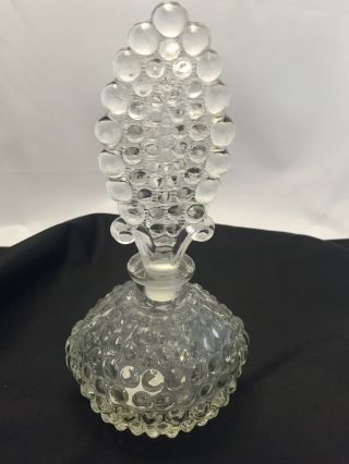 Vintage Clear Glass Perfume Bottle Hobnail With Stopper Top