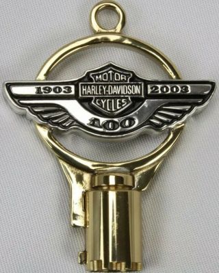 Rare 2003 Harley Davidson 100th Anniversary 925 Sterling Silver & Brass Key