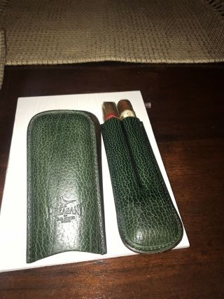 Pheasant By R.  D.  Gomez Made In Spain Green Leather Case,  Cigar,  Cases