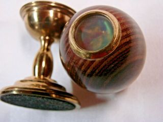 VINTAGE VAN CORT WOOD EGG SHAPE WITH BRASS STAND KALEIDOSCOPE MADE IN USA 3