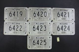 1991 Indiana Motorcycle License Plate 6419 6420 6421 6422 6423 6424 6425 7x Mc51