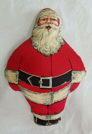 Vintage Antique Santa Claus Christmas Pillow Doll Printed Cotton 19 " Stuffed