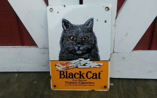 Vintage Old Black Cat Virginia Cigarettes Porcelain Sign Drug Store Tobacco