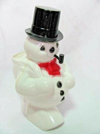 Vintage Rosbro Plastic Snowman With Pipe Candy Container Top Hat & Sack