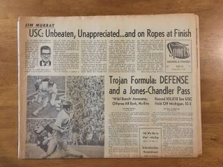 January 2,  1970 Los Angeles La Times Newspaper Rose Bowl Usc Michigan Wolverines