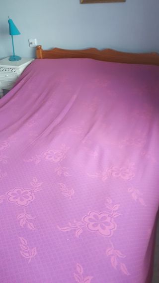Pretty Vintage Retro Pink Purple Floral Double/King Bed Throw Cover Bedspread 4