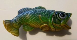 Rare Large Mouth Bass Green Flame Torch Lighter Refillable Butane Fishing Tackle