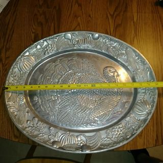 Vintage Large Aluminum Turkey Platter Thanksgiving 20x16 4