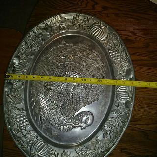Vintage Large Aluminum Turkey Platter Thanksgiving 20x16 5