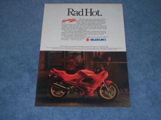 1989 Katana 600 Gsx - R750 Vintage Motorcycle Ad " Rad Hot "