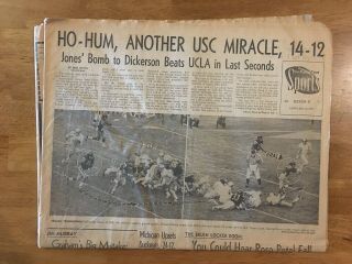November 23,  1969 Los Angeles La Times Newspaper Usc Ucla Plunkett Marino
