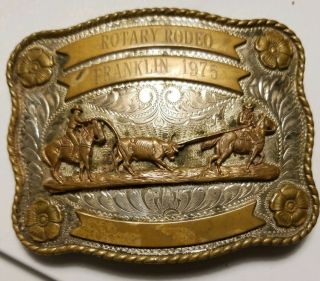 1975 Comstock Sterling Silver Silversmiths Trophy Buckle Rotary Rodeo Franklintn