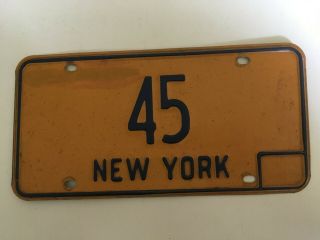 1973 1986 York License Plate Low Number 2 Digit Orange Base 45 Rare
