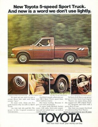 1975 Toyota Sport Truck Sr5 Advertisement Print Art Car Ad Pe72