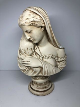 Vintage Marwal Virgin Mary And Jesus Bust Statue Sculpture 1970 
