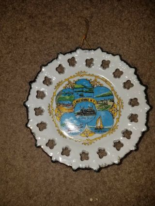 Lake George Ny Souvenir Plate Upstate York Landmark Vintage Made By Nanco