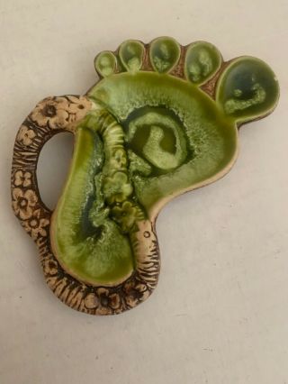 Treasure Craft 3 Mid - Century Drip Glaze Foot Ashtray Hippy Pot Boho