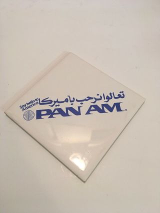 Pan Am Say Hello To America Tile Coaster Rare Vintage Foreign Language Detail