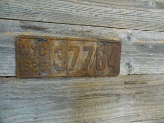 1926 Wyoming License Plate In Found Rustic Look Or Restore.