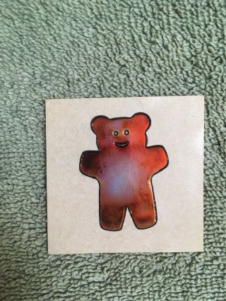 Vintage 1980s Brown Teddy Bear Mystiks Oilies Sticker Changing Swirl Liquid Crys
