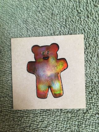 Vintage 1980s brown teddy bear mystiks Oilies sticker changing swirl liquid crys 3